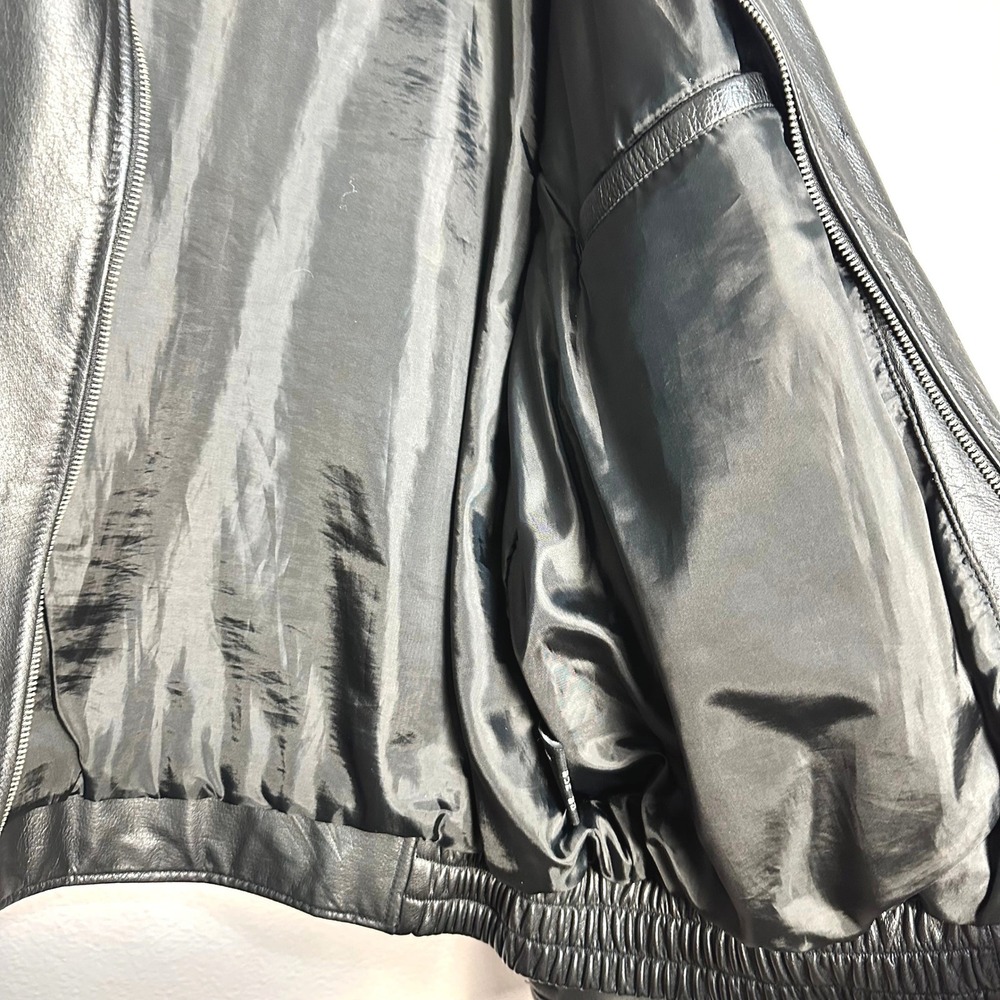 Vintage Charles Klein Mens Black Leather Bomber Jacket XXL Full Zip Outerwear - Picture 3 of 13